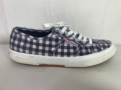 Superga 2750 Gingham Blue Plaid Check Canvas Sneakers Shoe Womens 9 - Image 1 of 4