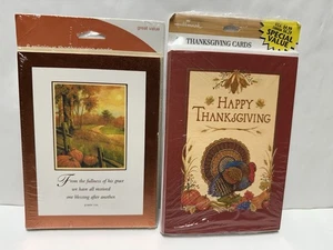VINTAGE THANKSGIVING CARDS HALLMARK / CARLTON  2 PACKS OF 8- SEALED - Picture 1 of 2
