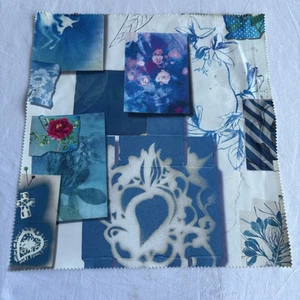 Designer Fabric Sample Christian Lacroix Follette Bleu de roi Cotton 16 x 15.5 - Picture 1 of 3
