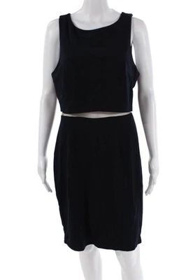Bailey 44 Womens Mesh Trim Scoop Neck Sleeveless Layered Dress Navy Size L - Image 1 of 4