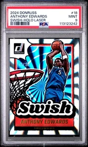 Anthony Edwards 2024-25 Panini Donruss Swish #18 Holo Laser /99 PSA 9 - Picture 1 of 2