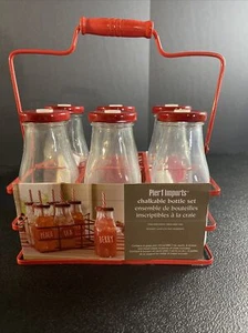 Pier1 Imports New Chalkable Glass Bottle Drink Set with Chalk and Straws (6) - Picture 1 of 15