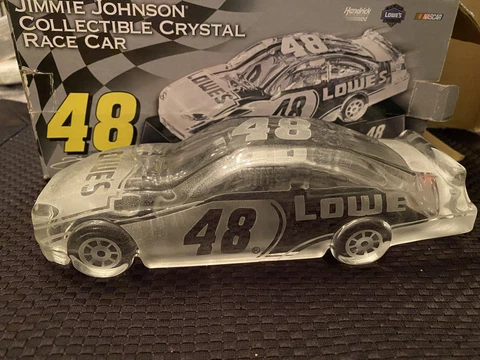 Shannon Crystal NASCAR Jimmie Johnson #48 Clear Glass Lowes Chevy Race Car 1:24 Cover