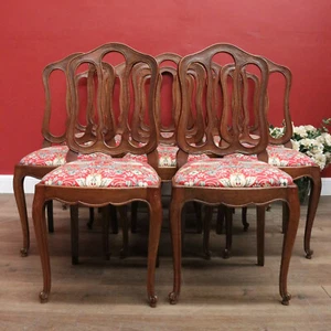 Set of 10 Antique French Oak Dining Chairs with William Morris 'Strawberry Thief - Picture 1 of 20