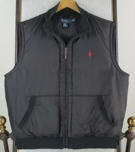 POLO RALPH LAUREN Size 2XL Mens Black Down Filled Puffy Vest Full Zip Rib Knit - Picture 1 of 12
