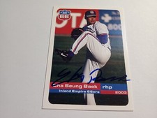 Cha Seung Baek Signed 2003 Grandstand Inland Empire 66ers #NNO Card Autographed
