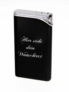 Piezo Slim Gas-Feuerzeug schwarz Chrome nachfüllbar mit kostenloser Lasergravur - Bild 1 von 3