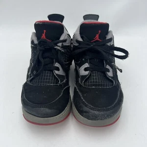 Nike Air Jordan 4 IV Retro Bred Black Red BQ7670-060 Toddler Shoes 10C Used - Picture 1 of 7