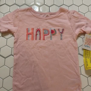 Just One You by Carter’s Pink Happy  Short Sleeve Pajama Shirt Size 5T - Picture 1 of 2