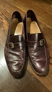 Vintage Ferragamo Studio Slip On Loafers Buckle Size 9d Mens Burgundy Leather - Picture 1 of 9
