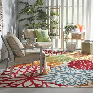 Aloha Indoor/Outdoor Green 6' X 9' Area Rug, Easy Cleaning, Non Shedding, Bed Ro - Picture 1 of 12