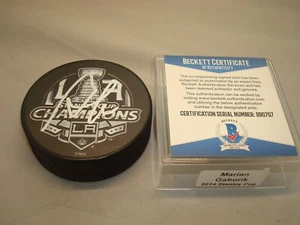 Marian Gaborik Signed Kings 2014 Stanley Cup Champs Hockey Puck Beckett COA 1A - Picture 1 of 3