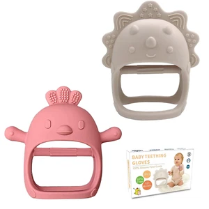 Baby Teething Toys, 2 Packs Anti-Drop Silicone Teething Mitten for Babies 3+ Mo - Picture 1 of 12