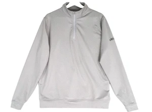 Maglione Peter Millar 1/4 Zip Grigio Uomo Taglia M Ubiquity Logo Azienda - Foto 1 di 12