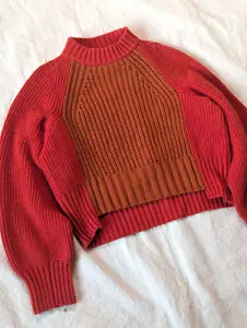 Sacai 21AW Maglione Donna Arancione Cropped Maglia Grossa Lana (5730) / Taglia 1 - Foto 1 di 11