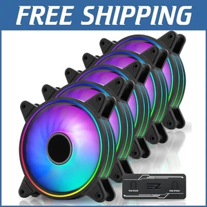 Moonlight 120mm RGB Case Fan - 5 Pack with PWM Hub & Multiple Light Modes - Photo 1/11