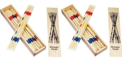 MARKENLOS 2x Klassisches Mikado Spiel aus Holz 19,5cm