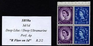 Wilding Specialist - SB58a 9.5mm Violet SE Tennant Pane with "R" Flaw on 1d -MNH - Picture 1 of 1