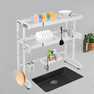 2-Tier Over Sink Dish Drying Rack, Stainless Steel Expandable Over Kitchen Sink - Picture 1 of 19