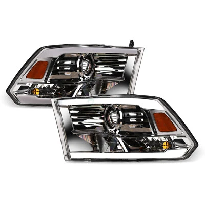 Topline For 2009-2018 Dodge Ram LED Bar Projector Headlights Signal Amber Chrome Foto 1 de 4