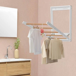 Wall Mounted Clothes Drying Rack, Folding Wall Drying Rack For Laundry White - Picture 1 of 12