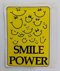 Vintage 80s Troll Associates Smile Power Yellow Smiley Faces 3" Sticker - Picture 1 of 2