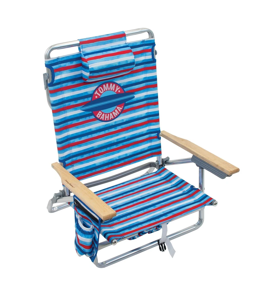 Tommy Bahama Mochila Plegable Plana Clásica 5 Posiciones Silla de Playa, Roja, con... Foto 1 de 4