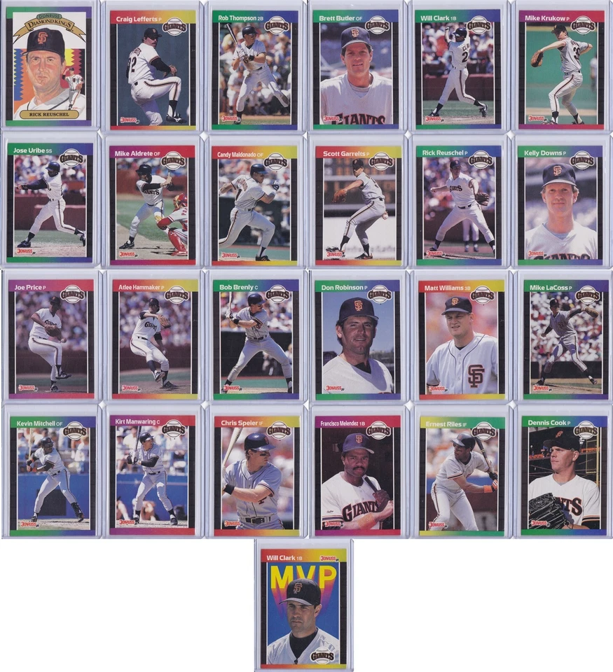 San Francisco Giants 1989 Donruss Baseball Team Set 25 Cards includes DK and MVP - Image 1 of 4