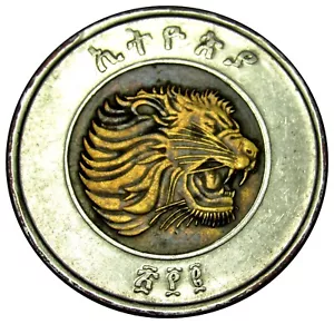 Ethiopia 1 Birr coin 2002 (2010) km#78 lion bimetallic - Picture 1 of 2
