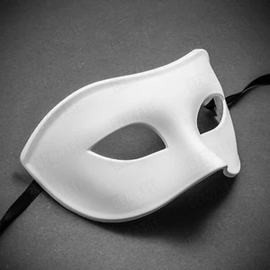 White DIY Plain Venetian Mask Masquerade Costume Half Face Mardi Gras Party Mask - Picture 1 of 3