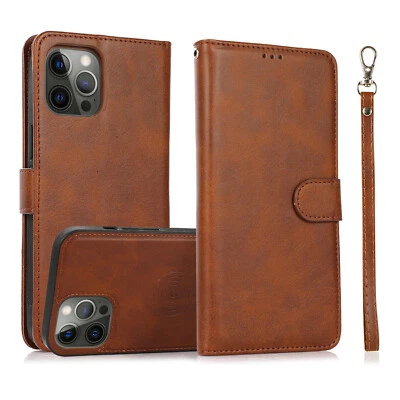 Funda tipo billetera de cuero magnética desmontable para iPhone 17 16 Pro Max 15 14 13 12 11 Foto 1 de 4