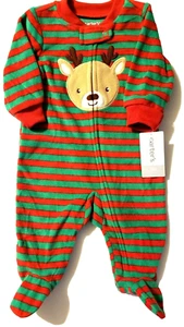 CARTERS – Baby 1-Piece Christmas Reindeer Fleece PJs – Size: 3 Months RETAIL $18 - Picture 1 of 5