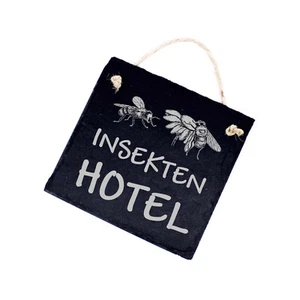 Schiefer Schild klein graviert INSEKTEN HOTEL wetterfestes Gartenschild 11x11cm - Bild 1 von 4