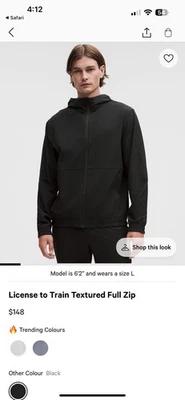 Lululemon Licencia para Entrenar Texturizado Cremallera Completa Negro Talla M Foto 1 de 4