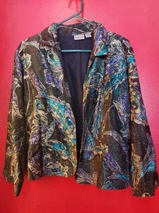 Chico's schöne Seide Midnight Jacke vorne offen Größe 2 Large - Bild 1 von 6