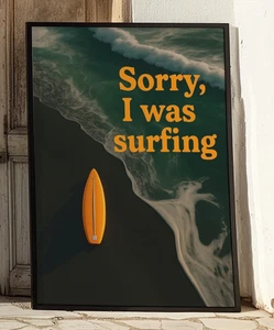 Surf Poster - Retro Surfboard Wall Art - Vintage Beachy Ocean Surf Print Decor - Picture 1 of 5
