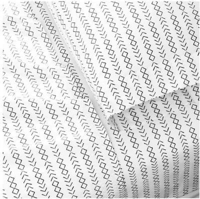 STYLEWELL 100% COTTON PERCALE WHITE CHARCOAL SKETCHED GEO 4-PIECE FULL SHEET SET - Image 1 of 4