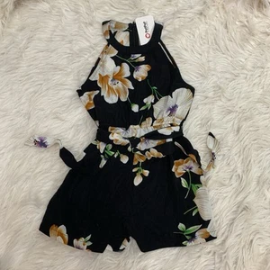 pretty black floral romper girl small - Picture 1 of 3