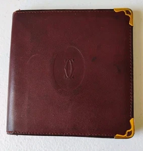 Authentische Cartier burgunderrote Leder-Geldbörse mit Doppelfaltung Spanien - Bild 1 von 7