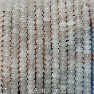Cuentas espaciadoras de disco rondelle de cuarzo calcedonia jade blanco de alta calidad de 5x8 mm - Imagen 1 de 6