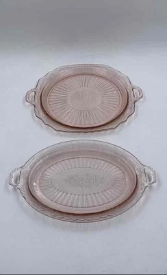 Vintage Anchor Hocking Pink Depression Glass Serving Dishes Lot Of 2 - Image 1 of 4