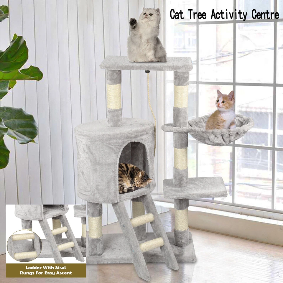 U`KING Cat Tree Activity Centre Large Multilevel Scratching Post Kitten Climbing Tower