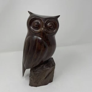 Modern Mid Century Danish Style Carved Solid Teakwood Owl Figurine - Picture 1 of 9