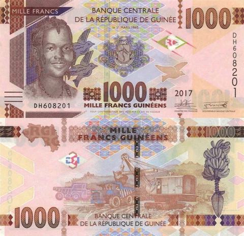 Guinea 1000 Francs (2017) - Girl/Ore Mining/p48b UNC Cover