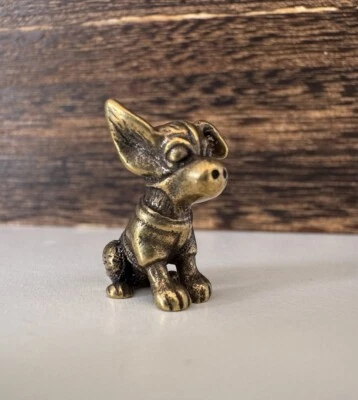 Cachorro Perro Usando Chaqueta ESTATUA DE LATÓN Suerte Estatuilla Escritorio Regalo Oficina Estatuilla Foto 1 de 4