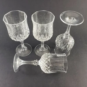 4 Cristal D'Arques-Durand Clear Longchamp Lead Crystal Stemmed Wine Glasses 6½" - Picture 1 of 9