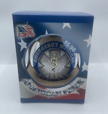 Emergency Medical Services Christmas Tree Ornament Glass 3" Diameter Silver/Blue