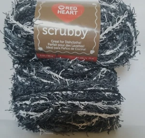 2 Knäuel Red Heart Scrubby Garn - #0930 Marmor (schwarz & weiß) - Bild 1 von 5