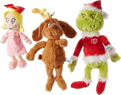 Aurora Plush Bundle of 3, Dr. Seuss Grinch Santa, Max, & Cindy Lou Who - Image 1 of 2