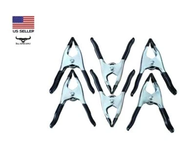 6-piece 1" Metal Spring Clamp Set w, Non-Marring Rubber Tips & Soft Grip Handles - Image 1 of 4